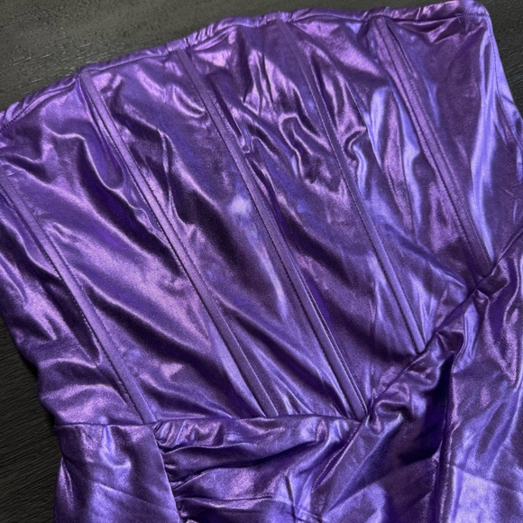 NWT Purple Metallic Neptune Mini Dress Corset Strapless Fashion Nova M - Picture 6 of 12